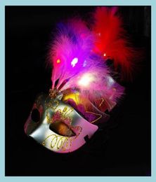 Masks Festive Supplies Home Gardenluminescent Feathered Glittering Princess Venetian Half Face Mask For Masquerade Cosplay Night3123890