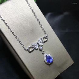 Chains 925 Silver Inlaid With Natural Sapphire Necklace Drip Birthday Gift For Dinner Beautiful Jewelry.