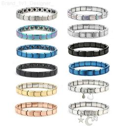 Charm Bracelets Fashion Stainless Steel Elastic Bracelet 9mm Width Italian Charm Bangle Bracelet Simple Design Girls Men Women DIY Jewelry GiftsL2402