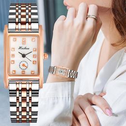 Wristwatches Fashion Rectangle Women Watches Qualities Ladies Quartz Stainless Steel Clock 2023 Top Brand Female Dress Watch Gif