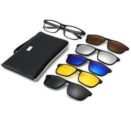 2020 5 in 1 Sunglasses clip on Polarized Glasses Clip Magnetic Driving Sunglasses Night Vision lentes8841114