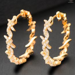 Hoop Earrings GODKI Luxury Wire Twist Big For Women Wedding Cubic Zircon Statement DUBAI Bridal Round Circle 2023