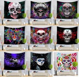 Skull tapestry halloween skull wall hanging yoga mat beach towel picnic blanket sofa cover costume party backdrop8067011