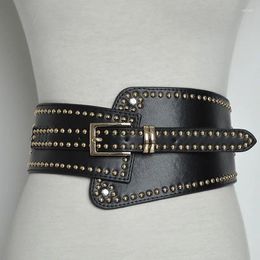 Belts 2023 Waist Cover European And Belt Women Rivet Elastic Pin Buckle Wide Pu Catwalk