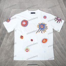 xinxinbuy Men designer Tee t shirt 23ss Paris Face pattern embroidery short sleeve cotton women Black white blue Grey XS-L