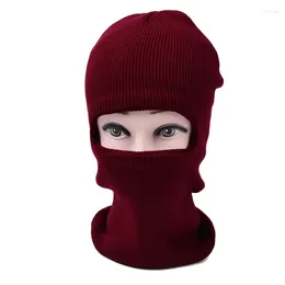 Berets Knitting Keep Warm Balaclava Full Face Solid Colour 1 Holes Hats Cover Ski Mask Hat Outdoor Unisex Windproof Men Beanies Bonnet