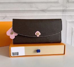 Fashion designer wallets luxury Emilie purses womens envelope wallet high-quality brown flower letter slim credit card holder long money clutch bags with box
