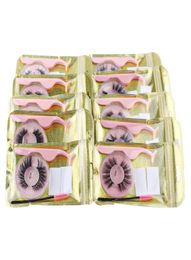 3D Mink Eyelashes False Eyelash Lashes Eye Lashes Extensions Brush Tweezer Selfadhesive Strips with Gold White Package9513872