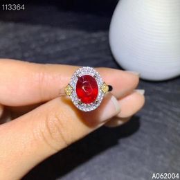 Cluster Rings KJJEAXCMY Fine Jewellery 925 Sterling Silver Inlaid Natural Adjustable Ruby Female Woman Girl Miss Ring Support Test