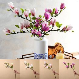 Decorative Flowers Attractive Artificial Magnolia Exquisite Details Fake Silk Flower Plant Vibrantly Coloured Wedding Decor