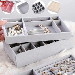 Jewellery Boxes Velvet Jewellery Ring Holder Display Bracelets Women Girl Fashion Storage Showcase Organiser Box Tray Earring Jewellery Case Hot Q231109