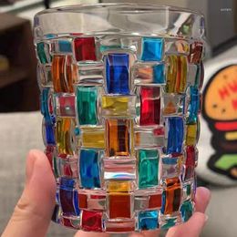 Wine Glasses 280ml Whiskey Glass Coloured Pattern Crystal Drinkware Water Relief Colourful Mediaeval Style Beer Brandy Cups