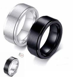 Nowy obrotowy pierścień stali tytanowej prosty czarny srebrny rotacja męskiej dekompresyjnej dekompresyjnej stali nierdzewnej pierścień hurtowy