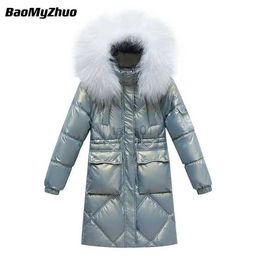 Women's Down Parkas 2023 Winter Warm Hooded Long Down Jacket Coat Women Vintage Luxury Oversize Solid Colour Lambswool Thick Padded Jackets Outerwear zln231109