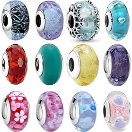 Loose Gemstones Genuine 925 Sterling Silver Bubble Murano Glass Beads Fits Original Bracelet Charm Jewelry Accessories