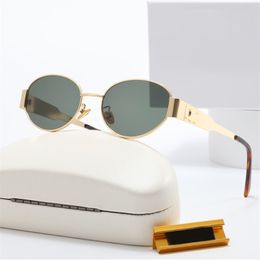 Designer Designer Men Sun Glasses Oval Metal Shades Lunette Leopard Print Plated Gold Sier Sunglasses for Women Mirror Frame