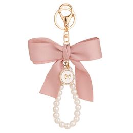 Pearl Keychain Handmade Mobile Phone Pendant Large Bowknot String Bag Headphone Accessories Backpack Charm Luxury Accessories