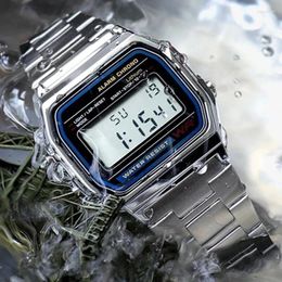 Wristwatches F91W Luxury Watch Waterproof Retro Digital Stainless Steel Sports Military Watches For Men Women Electronic Wrist Clock