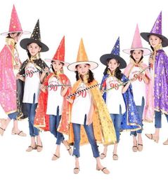 Halloween Cloak Cap for Festival Fancy Dress Children Costumes Witch Wizard Gown Robe and Hats Costume Cape Kids2278667