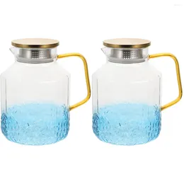 Dinnerware Sets 2pcs Water Pitcher Glass Kitchen Dispenser With Infuser Lid Pitcher(1800ml)