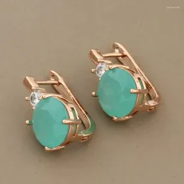 Dangle Earrings Trendy 2023 Simple Round Natural Zircon Drop Cute Unusual For Women 585 Rose Gold Color Fashion Jewelry