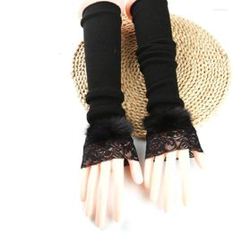 Knee Pads Women Long Fingerless Warm Sleeves Cashmere Soft Comfort Female Lolita Mittens Winter Knitted Trend Arm Elbow