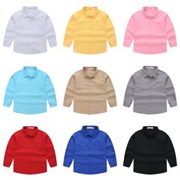 Kids Shirts Spring Boys Shirts Casual Solid Child Shirts Big Kids School Blouse Red Tops Clothes 5-14Yrs Children Costumes Kids Boy Wear 230408