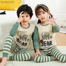 Pyjamas Autumn Children Pyjamas Girls Boy Cotton Sleepwear Baby Underwear Set Polar Bear Animal Pyjama Sets Kids Clothes 2pcs Tops PantsL231109