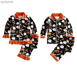 Pyjamas Halloween Pyjama Set for boys and girls Cute pumpkin print long sleeve pants 2 piece sibling Pyjama setL231109