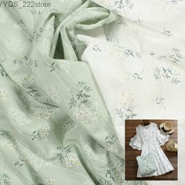 Fabric 50x140cm Embroidery Hollow Printing Jacquard Fabric Flower Branch Cotton Cloth Make Dress Decoration Home Cotton Fabric 150g/m YQ231109