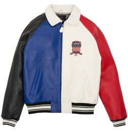 LIMITED EDITION military bomber jackets new color blocked design AVIREX Lapel Sheepskin Leather