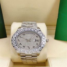 Fashion Diamond Bezel Men's Automatic Mechanical Wristwatches Silver Stainless Steel Man Watch 44mm Top Sports Designer Water252i