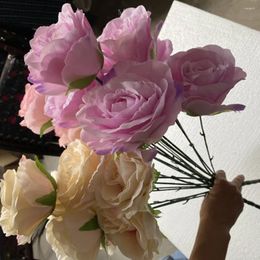 Decorative Flowers Wedding Decor 7 Head Artificial Bouquet Flower Vases Xmas Party Favours Christmas