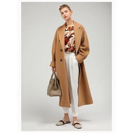 Women's Wool Blends High-end Camel Double Breasted Cashmere Coat Women's Medium Long Wool Woollen Coat for Women 231109