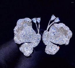 Stud Earrings White Butterfly Earring Insect 925 Sterling Silver With Cubic Zircon Cute Romantic Half Fine Jewellery