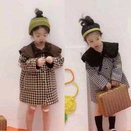 Jackets 2023 Baby Girls Plaid Long Coats Winter Woollen Coat Elegant Girl Kids Overcoats Children Birthday Clothes Outfits