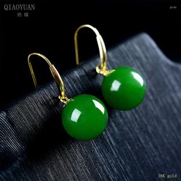 Stud Earrings 18k Gold 2023 Trend Woman Jewellery Jade Small Women's Jasper Real Vintage Emeralds