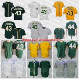 Baseball Jerseys 1974 1981 Retire 44 Reggie Jackson Jersey Retro 43 Dennis Eckersley 14 Vida Blue Pullover Cooperstown Fl