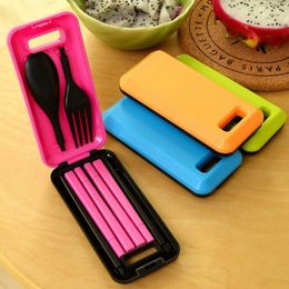 Dinnerware Sets Mini Portable Plastic Set Outdoor Picnic Brief Folding Tableware Travel Chopsticks Fork Spoon Combination