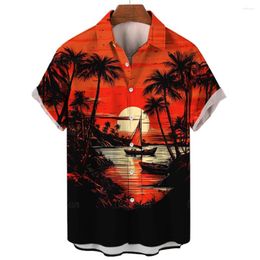 Men's Casual Shirts Coconut Tree Hawaiian For Men 3d Printed Big Size Clothes Short Sleep Male Loose Sweatshirts
