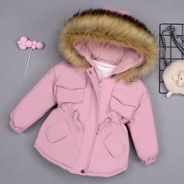 Giacche Autunno Inverno Collo in pelliccia Bambini Spesse Giacche calde per ragazze Caldi bambini Piumini per ragazza 2-8 anni Capispalla Abbigliamento per bambini 231109