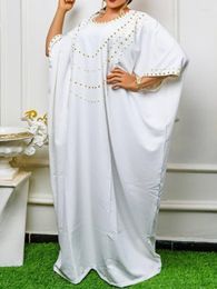 Casual Dresses Women Loose Dress Big Size O Neck African Female Kaftan Summer Fashion Occasion Evening Large Ladies White Robes