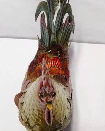 "Metal Red Rooster Decorative Statue - Unique Arts and Crafts Home Decoration for Wealth and Prosperity - Perfect Gift for Creative Souls"