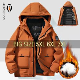 Men's Down Parkas Winter Jackets Down Men Coats Waterproof Oversize 5XL 6XL 7XL Plus Size White Duck Down Hooded Thicken Warm Windbreak Overcoat 231109