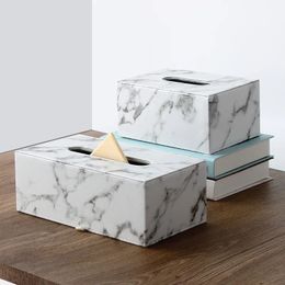 Tissue Boxes Napkins Modern Marble Rectangle Faux Leather Box Napkin Toilet Paper Holder Case Dispenser Home Decoration 231108