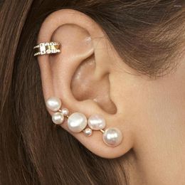 Backs Earrings Elegant No Piercing Pearls Ear Cuff Wrap Stud Clip For Women C-shape Fake Cartilage Earring Jewellry Wholesale