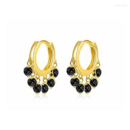 Stud Earrings European And American Fashion Gold-plated Dark Blue Pierced Hoop Women's Large