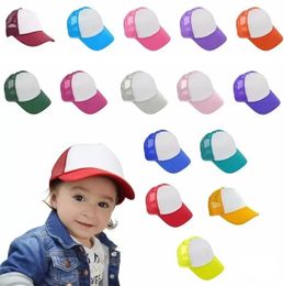 Festive 21 colors Party Hats Kids Cap children Mesh Caps Blank Sublimation Trucker Hat Girls Boys Toddler Cap FY0263 0409