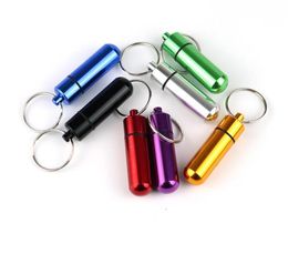 Travel Aluminum Alloy Waterproof Pill Box Case Keyring Key Chain Storage Organizer Bottle Holder Container Keychain Waterproof Pill Box12 LL