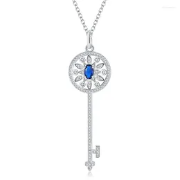 Chains S925 Silver Coloured Treasure Full Diamond Round Inlaid Key Women's Necklace Pendant Main Stone 4 6 Jewellery Wholesale